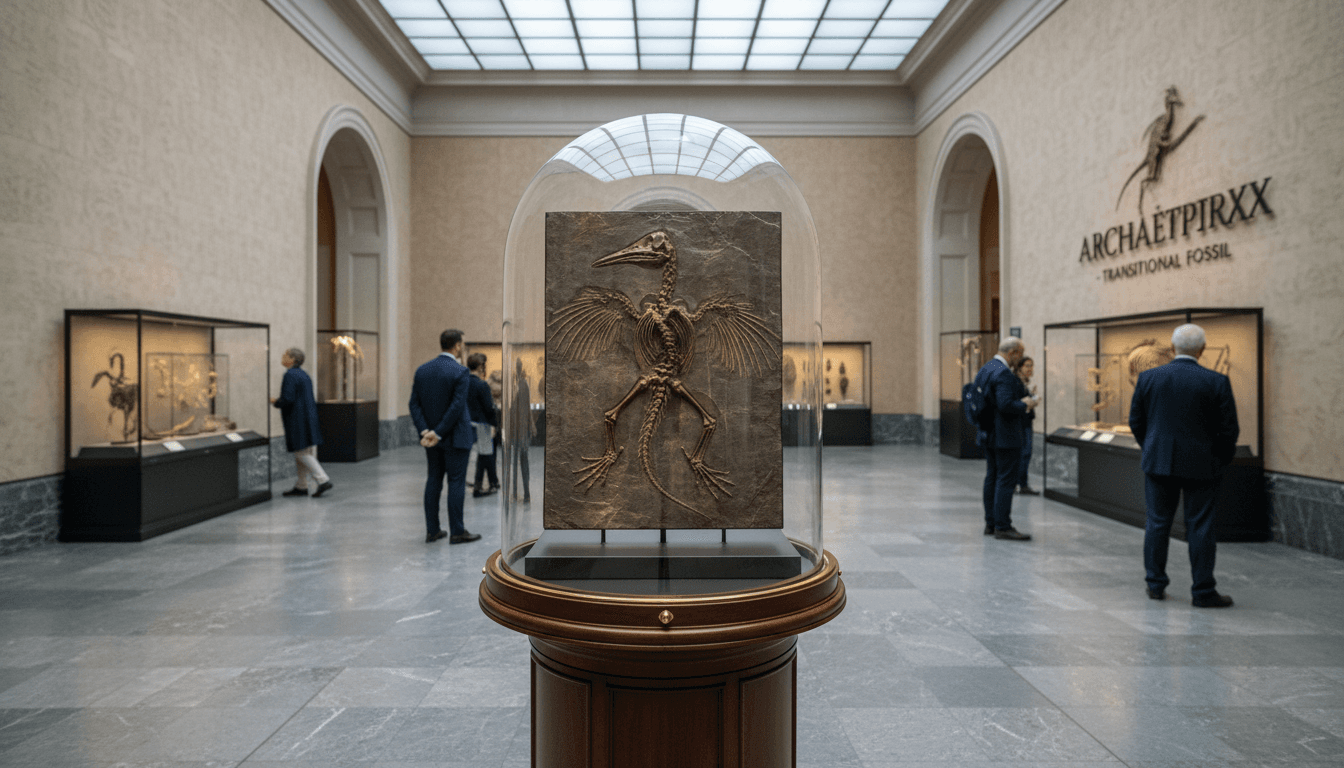 Ancient fossil on display under glass at Artefactum Gallery